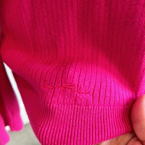 Ralph Lauren, Lauren Active LRL Pink Half-Zip Ribbed Pull Over Sweater - Picture 2 of 7